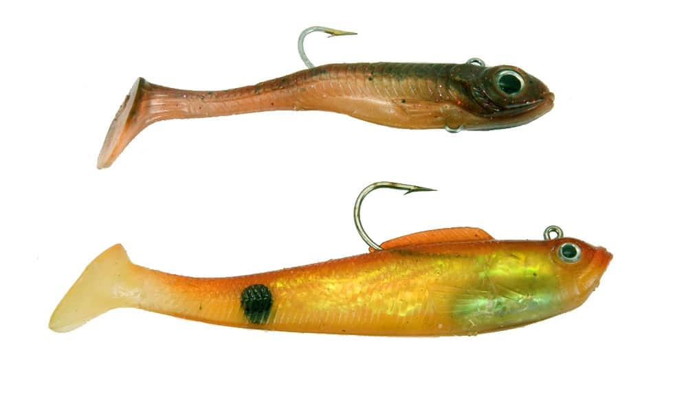 An example of lures shaped like gobies are pictured